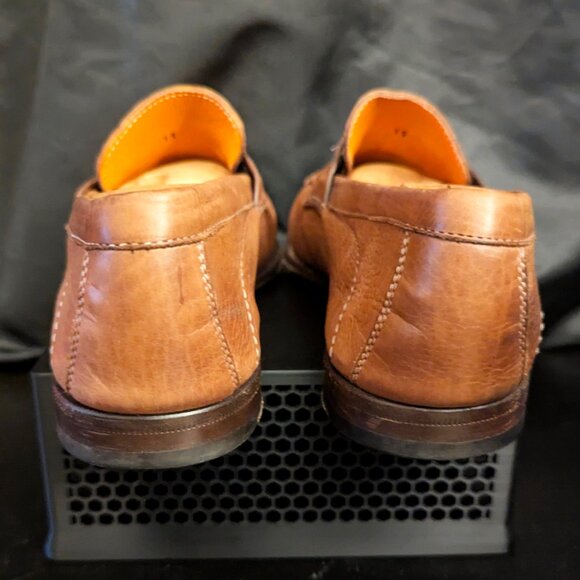 Santoni Brown Pebbled Leather Penny Loafers Men’s Size 11 Made in Italy main image 12
